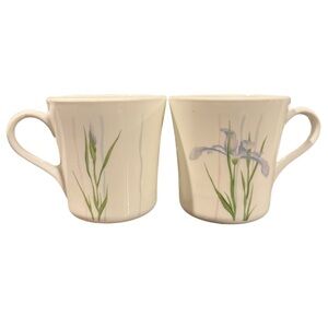 Corningware Cream Mugs with Purple and Green Floral Design
